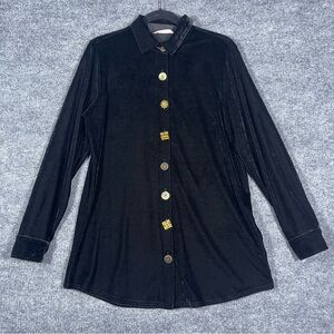 Soft Surroundings Women’s Small Velvet Oversized Black Artsy Long‎ Sleeve Tunic